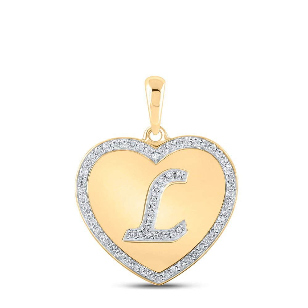 10kt Yellow Gold Heart - Shaped Diamond Initial Pendant - Splendid Jewellery