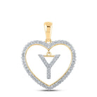 10kt Yellow Gold Heart - Shaped Diamond Initial Pendant - Splendid Jewellery