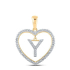 10kt Yellow Gold Heart - Shaped Diamond Initial Pendant - Splendid Jewellery