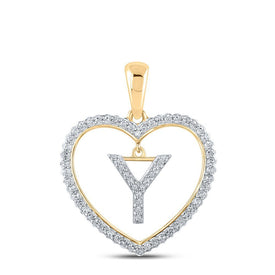10kt Yellow Gold Heart - Shaped Diamond Initial Pendant - Splendid Jewellery