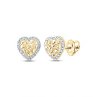 10kt Yellow Gold Heart - Shaped Diamond Nugget Earrings - Timeless Elegance and Sparkling Brilliance - Splendid Jewellery