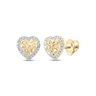 10kt Yellow Gold Heart - Shaped Diamond Nugget Earrings - Timeless Elegance and Sparkling Brilliance - Splendid Jewellery