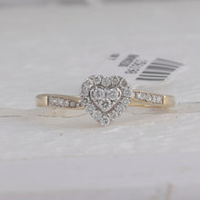Load image into Gallery viewer, 10kt Yellow Gold Heart-Shaped Diamond Ring: A Mesmerizing Symbol of Love and Elegance product Top View from Splendid Jewellery