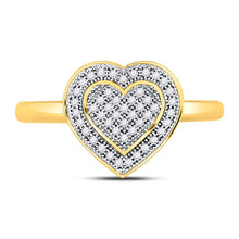 Load image into Gallery viewer, 10kt Yellow Gold Heart-Shaped Diamond Ring: A Radiant Symbol of Love and Elegance product Top View from Splendid Jewellery