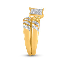 Load image into Gallery viewer, 10kt Yellow Gold His and Hers Round Diamond Cluster Wedding Set - A Timeless Celebration of Love - Splendid Jewellery