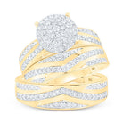 10kt Yellow Gold His Hers Round Diamond Cluster Matching Wedding Set 1 - 1/5 Cttw | Eternal Love Collection - Splendid Jewellery