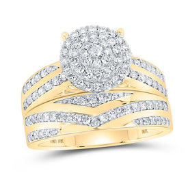 10kt Yellow Gold His Hers Round Diamond Cluster Matching Wedding Set 1-1/5 Cttw | Eternal Love Collection Side 2 view from the 10Kt Yellow Gold His Hers Round Diamond Cluster Matching Wedding Set 1 1 5 Cttwpin213741 collection by Splendid Jewellery