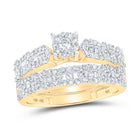 10kt Yellow Gold His Hers Round Diamond Cluster Matching Wedding Set 1-3/8 Cttw | Eternal Love Collection Side 2 view from the 10Kt Yellow Gold His Hers Round Diamond Cluster Matching Wedding Set 1 3 8 Cttwpin213753 collection by Splendid Jewellery