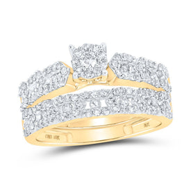 10kt Yellow Gold His Hers Round Diamond Cluster Matching Wedding Set 1-3/8 Cttw | Eternal Love Collection Side 2 view from the 10Kt Yellow Gold His Hers Round Diamond Cluster Matching Wedding Set 1 3 8 Cttwpin213753 collection by Splendid Jewellery