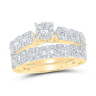 10kt Yellow Gold His Hers Round Diamond Cluster Matching Wedding Set 1 - 3/8 Cttw | Eternal Love Collection - Splendid Jewellery