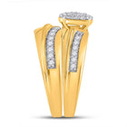 10kt Yellow Gold His Hers Round Diamond Cluster Matching Wedding Set 1 Cttw | Eternal Love Collection - Splendid Jewellery