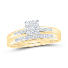 10kt Yellow Gold His Hers Round Diamond Cluster Wedding Set - A Timeless Union of Love - Splendid Jewellery