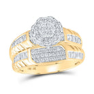 10kt Yellow Gold His Hers Round Diamond Cluster Wedding Set - Eternal Love - Splendid Jewellery