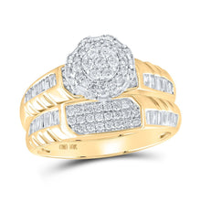 Load image into Gallery viewer, 10kt Yellow Gold His Hers Round Diamond Cluster Wedding Set - Eternal Love - Splendid Jewellery