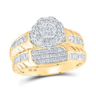 10kt Yellow Gold His Hers Round Diamond Cluster Wedding Set - Eternal Love - Splendid Jewellery