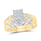 10kt Yellow Gold His Hers Round Diamond Square Matching Wedding Set 1/2 Cttw | Eternal Love Collection - Splendid Jewellery