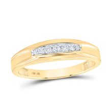 Load image into Gallery viewer, 10kt Yellow Gold His Hers Round Diamond Square Matching Wedding Set 1/2 Cttw | Radiant Love Collection Side view from the 10Kt Yellow Gold His Hers Round Diamond Square Matching Wedding Set 1 2 Cttwpin214727 collection by Splendid Jewellery