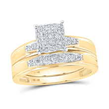 Load image into Gallery viewer, 10kt Yellow Gold His Hers Round Diamond Square Matching Wedding Set 1/2 Cttw | Radiant Love Collection - Splendid Jewellery