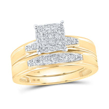 Load image into Gallery viewer, 10kt Yellow Gold His Hers Round Diamond Square Matching Wedding Set 1/2 Cttw | Radiant Love Collection Side 2 view from the 10Kt Yellow Gold His Hers Round Diamond Square Matching Wedding Set 1 2 Cttwpin214727 collection by Splendid Jewellery