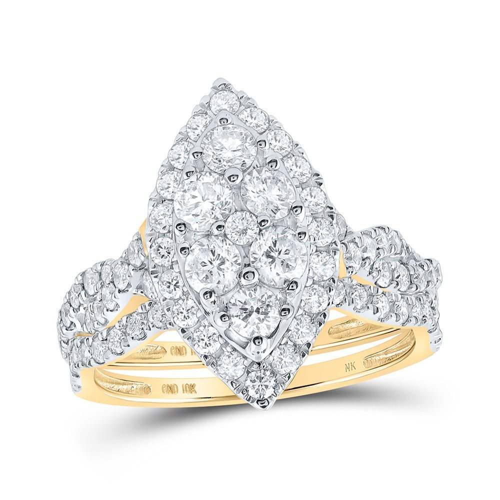 10kt Yellow Gold Marquise Diamond Bridal Wedding Ring Band Set - Splendid Jewellery