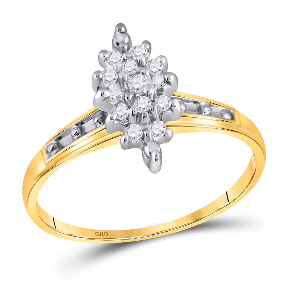 10kt Yellow Gold Marquise Diamond Cluster Ring | Splendid Jewellery - Splendid Jewellery