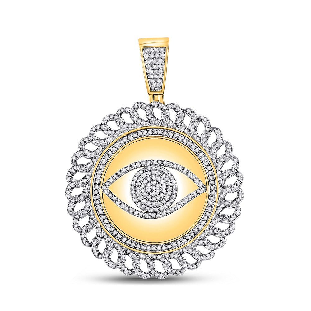 10kt Yellow Gold Men's All Seeing Eye Diamond Charm Pendant - 1 - 3/4 Cttw - Splendid Jewellery