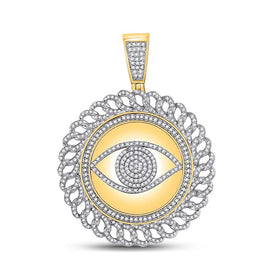 10kt Yellow Gold Men's All Seeing Eye Diamond Charm Pendant - 1 - 3/4 Cttw - Splendid Jewellery