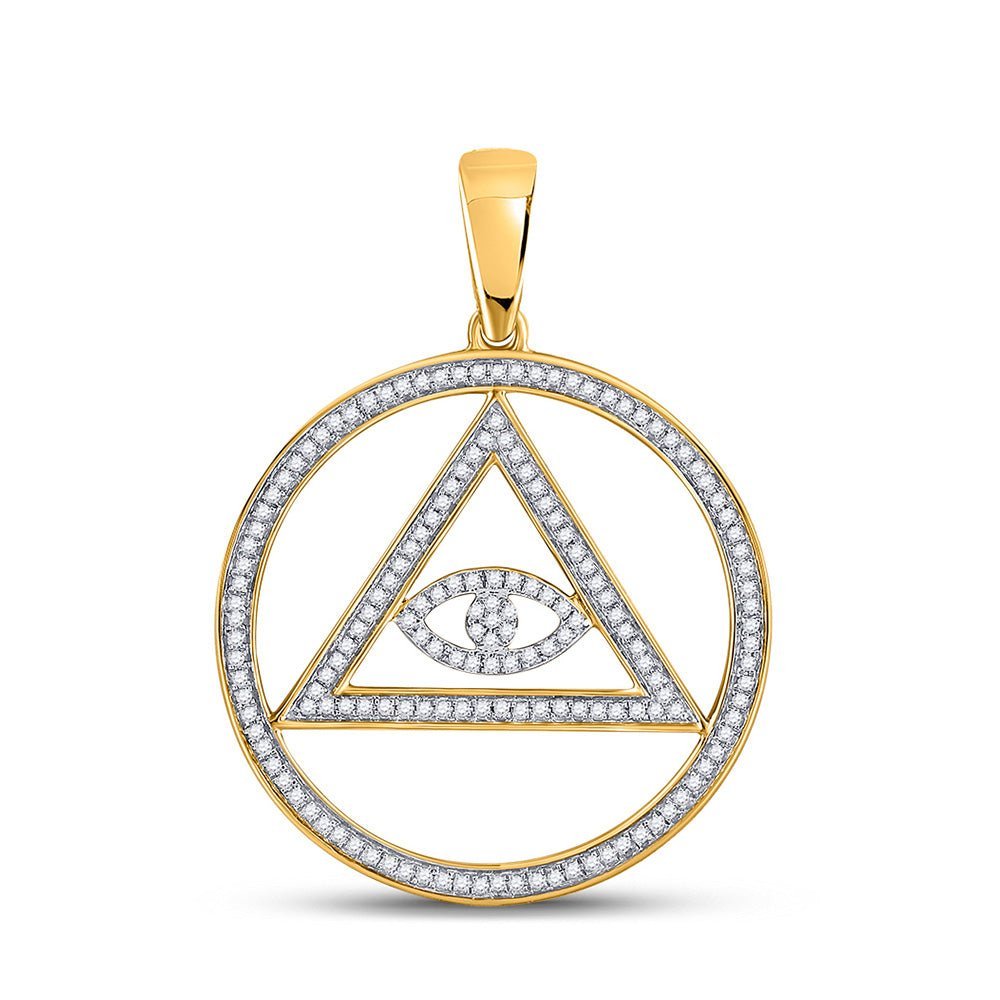 10kt Yellow Gold Men's All - Seeing Eye Diamond Charm Pendant - 1/2 Cttw - Splendid Jewellery