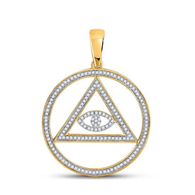 10kt Yellow Gold Men's All - Seeing Eye Diamond Charm Pendant - 1/2 Cttw - Splendid Jewellery