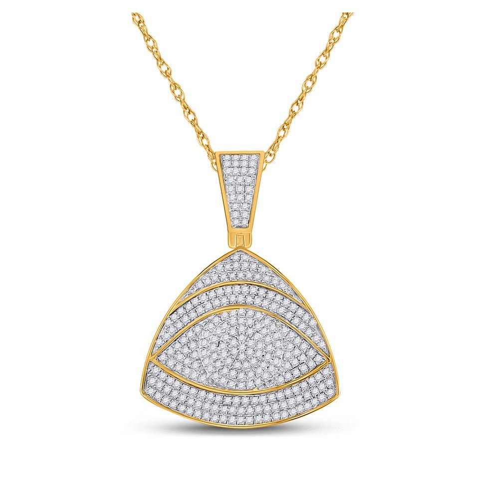 10kt Yellow Gold Men's All - Seeing Eye Triangle Diamond Charm Pendant - 3/4 Cttw - Splendid Jewellery