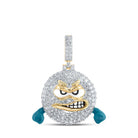 10kt Yellow Gold Men's Angry Rage Emoji Diamond Charm Pendant - 1 - 3/4 Cttw - Splendid Jewellery