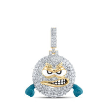 Load image into Gallery viewer, 10kt Yellow Gold Men's Angry Rage Emoji Diamond Charm Pendant - 1 - 3/4 Cttw - Splendid Jewellery
