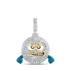 10kt Yellow Gold Men's Angry Rage Emoji Diamond Charm Pendant - 1 - 3/4 Cttw - Splendid Jewellery