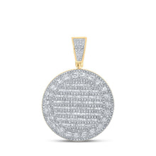 Load image into Gallery viewer, 10kt Yellow Gold Men's Baguette and Round Diamond Circle Charm Pendant - 2 Cttw - Splendid Jewellery