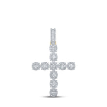 Load image into Gallery viewer, 10kt Yellow Gold Mens Baguette and Round Diamond Cross Pendant - 1 - 7/8 Cttw - Splendid Jewellery