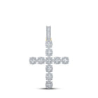 10kt Yellow Gold Mens Baguette and Round Diamond Cross Pendant - 1 - 7/8 Cttw - Splendid Jewellery