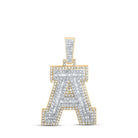 10kt Yellow Gold Men's Baguette Diamond A Initial Charm Pendant - 1 - 1/4 Cttw - Splendid Jewellery