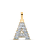 10kt Yellow Gold Mens Baguette Diamond A Initial Letter Charm Pendant 1/2 Cttw - Splendid Jewellery