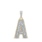 10kt Yellow Gold Men's Baguette Diamond A Initial Letter Charm Pendant - 2 - 5/8 Cttw - Splendid Jewellery
