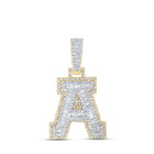 10kt Yellow Gold Mens Baguette Diamond A Initial Letter Charm Pendant - 5/8 Cttw - Splendid Jewellery