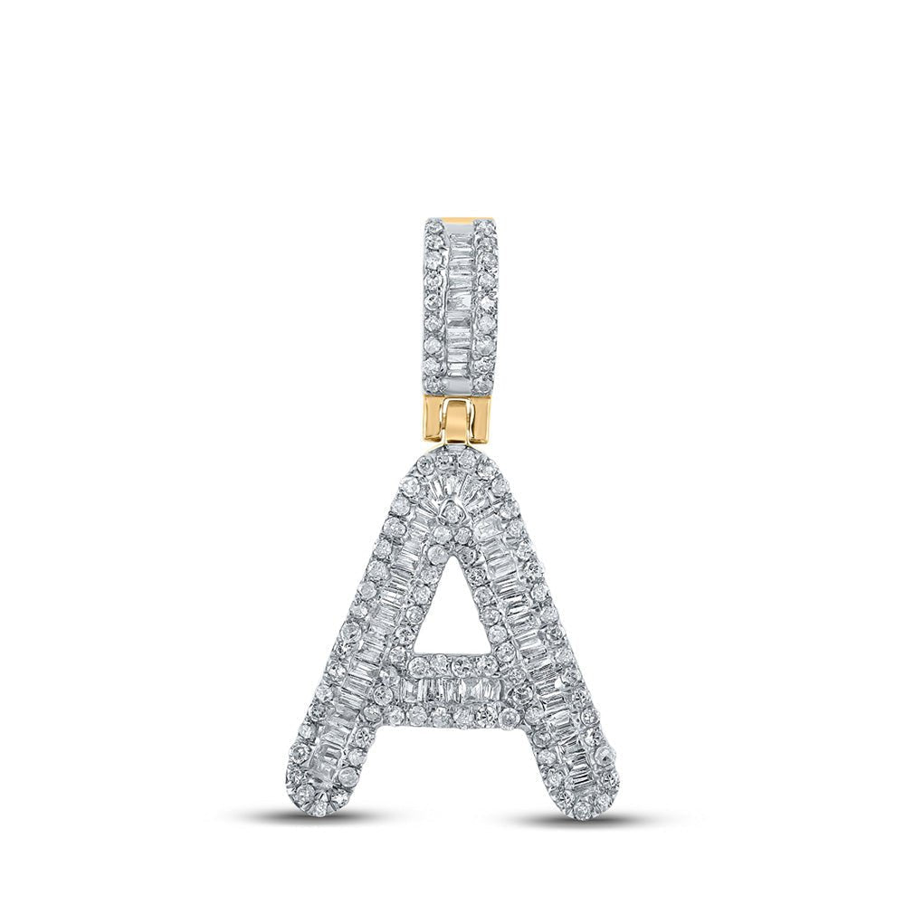 10kt Yellow Gold Men's Baguette Diamond A Initial Pendant - 1/2 Cttw - Splendid Jewellery