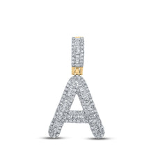 Load image into Gallery viewer, 10kt Yellow Gold Men's Baguette Diamond A Initial Pendant - 1/2 Cttw - Splendid Jewellery