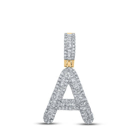 10kt Yellow Gold Men's Baguette Diamond A Initial Pendant - 1/2 Cttw - Splendid Jewellery