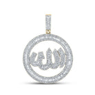 10kt Yellow Gold Men's Baguette Diamond Allah Circle Charm Pendant - 2 Cttw | Splendid Jewellery - Splendid Jewellery