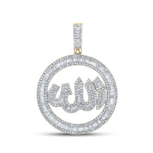 Load image into Gallery viewer, 10kt Yellow Gold Men's Baguette Diamond Allah Circle Charm Pendant - 2 Cttw | Splendid Jewellery - Splendid Jewellery