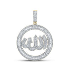 10kt Yellow Gold Men's Baguette Diamond Allah Circle Charm Pendant - 2 Cttw | Splendid Jewellery - Splendid Jewellery