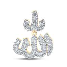 Load image into Gallery viewer, 10kt Yellow Gold Men's Baguette Diamond Allah Islam Charm Pendant - 1 - 3/4 Cttw | Splendid Jewellery - Splendid Jewellery