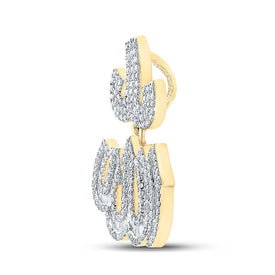 10kt Yellow Gold Men's Baguette Diamond Allah Islam Charm Pendant - 1 - 3/4 Cttw | Splendid Jewellery - Splendid Jewellery