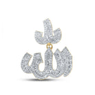 10kt Yellow Gold Mens Baguette Diamond Allah Islam Charm Pendant - 1 Cttw - Splendid Jewellery