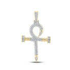 10kt Yellow Gold Men's Baguette Diamond Ankh Nail Cross Pendant - 1 Cttw | Splendid Jewellery - Splendid Jewellery